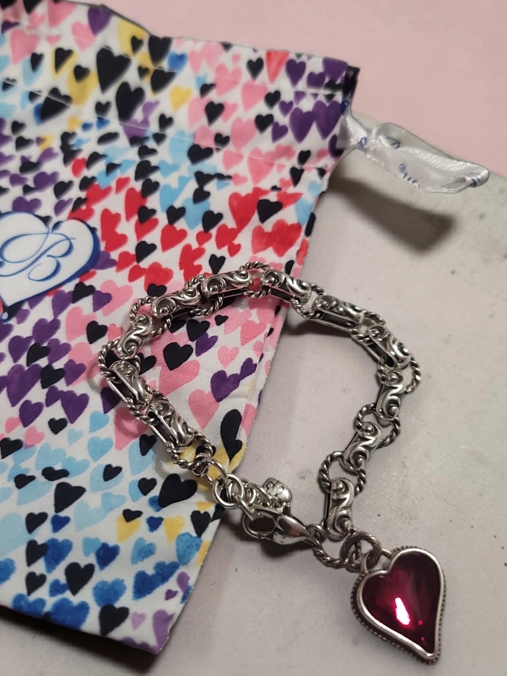 Brighton Bibi Heart Crystal Bracelet With Dustbag EUC